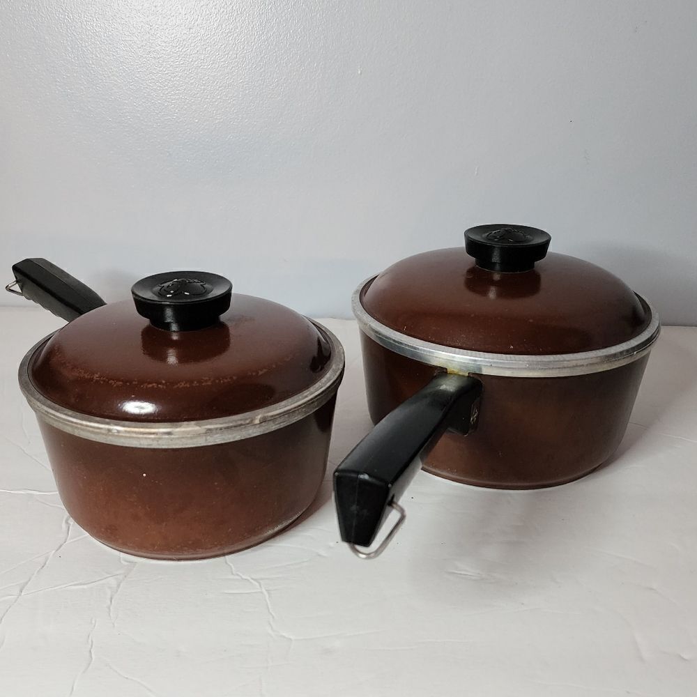 Vintage Club pans brown mod century modern with lids